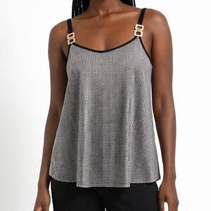 Stylish Black and Silver Women's Top SHEIN Large